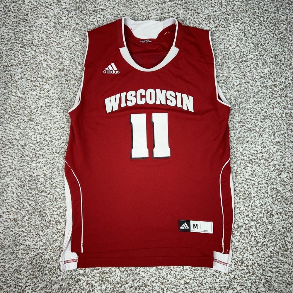 Wisconsin Badgers Jersey Mens Medium Red NCAA Basketball Adidas 11 College Logo